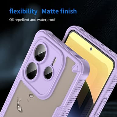 SKALO Xiaomi Redmi Note 14 5G Armor Hybrid Frosted Suojakuori - Violetti
