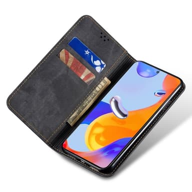 SKALO Xiaomi Redmi Note 14 Pro+ 5G Jeans Lompakkokotelo - Musta