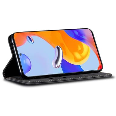 SKALO Xiaomi Redmi Note 14 Pro+ 5G Jeans Lompakkokotelo - Musta