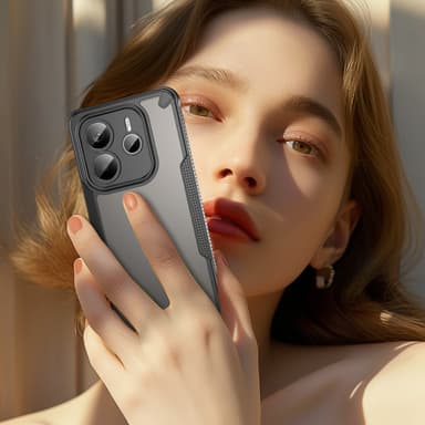 SKALO Xiaomi Redmi Note 14 5G Armor Hybrid Frosted Suojakuori - Musta
