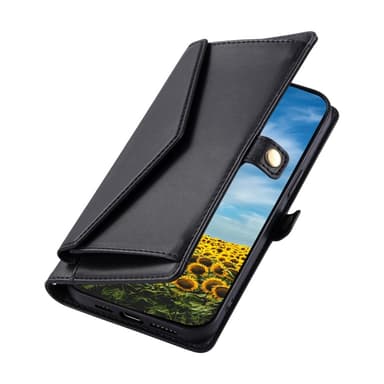 SKALO Xiaomi Redmi Note 14 Pro 5G PU-Nahkakuori Lompakkokotelo - Musta