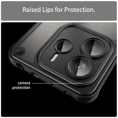 SKALO Xiaomi Redmi Note 14 5G Armor Hybrid Frosted Suojakuori - Musta