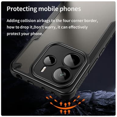 SKALO Xiaomi Redmi Note 14 5G Armor Hybrid Frosted Suojakuori - Musta