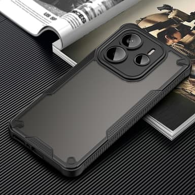 SKALO Xiaomi Redmi Note 14 5G Armor Hybrid Frosted Suojakuori - Musta