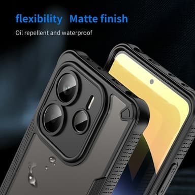 SKALO Xiaomi Redmi Note 14 5G Armor Hybrid Frosted Suojakuori - Musta