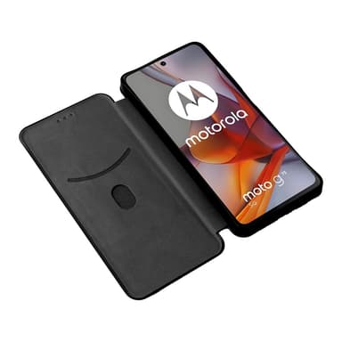 SKALO Motorola Moto G75 5G Carbon Fiber Lompakkokotelo - Musta