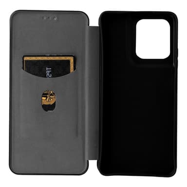 SKALO Motorola Moto G75 5G Carbon Fiber Lompakkokotelo - Musta