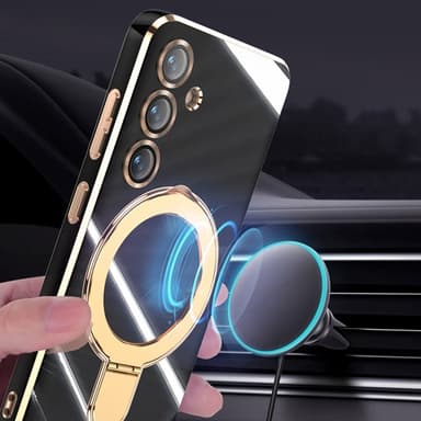 SKALO Samsung S25 Kultasormus Suojakuori - Valkoinen