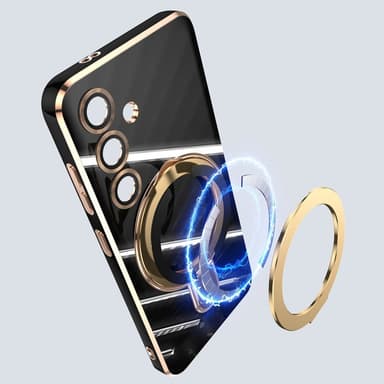 SKALO Samsung S25 Kultasormus Suojakuori - Valkoinen
