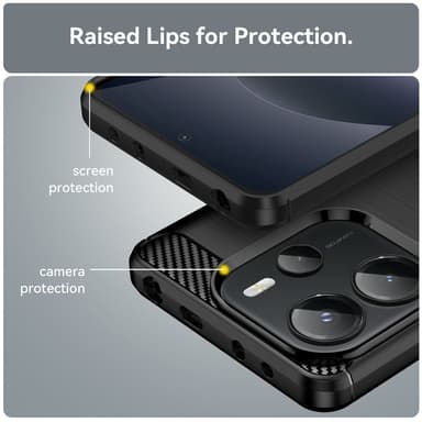SKALO Xiaomi Redmi Note 14 4G Armor Carbon Suojakuori - Musta