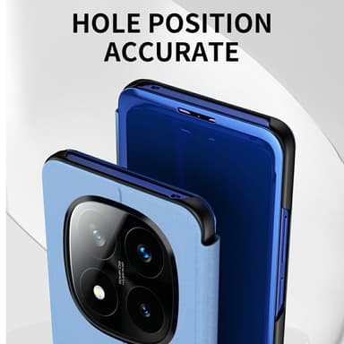 SKALO Xiaomi Redmi Note 14 Pro+ 5G Clear View Lompakkokotelo - Sininen