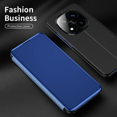 SKALO Xiaomi Redmi Note 14 Pro+ 5G Clear View Lompakkokotelo - Sininen