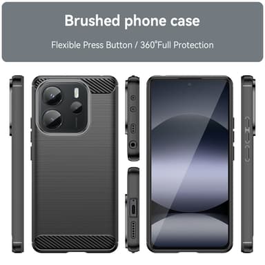 SKALO Xiaomi Redmi Note 14 4G Armor Carbon Suojakuori - Musta
