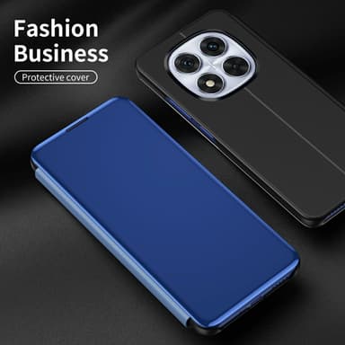 SKALO Xiaomi Redmi Note 14 Pro 5G Clear View Lompakkokotelo - Sininen