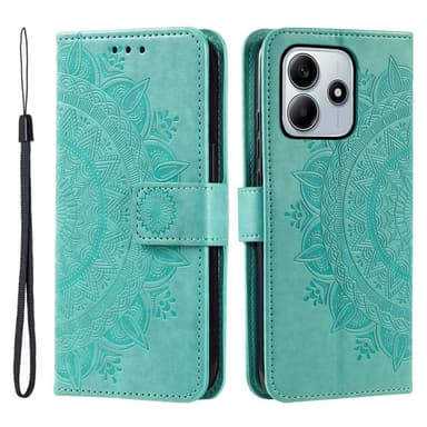 SKALO Xiaomi Redmi Note 14 5G Mandala Lompakkokotelo - Turkoosi