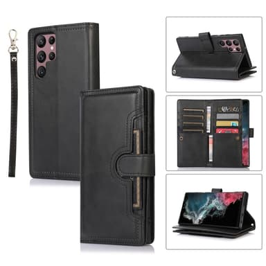 SKALO Samsung S24 Ultra Big Wallet Lompakkokotelo - Musta