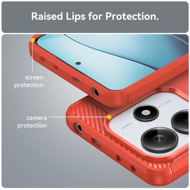 SKALO Xiaomi Redmi Note 14 5G Armor Carbon Suojakuori - Punainen