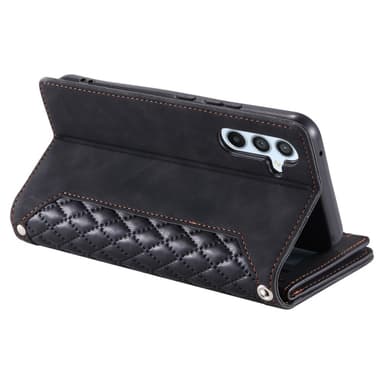 SKALO Samsung S25 Style 005 Big Wallet Quiltat Lompakkokotelo - Musta