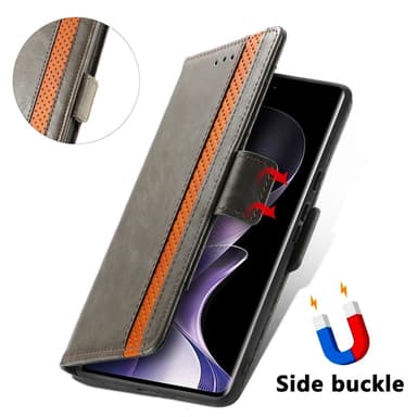 SKALO Xiaomi Redmi Note 14 Pro+ 5G CASENEO 002 Premium Lompakkokotelo - Musta