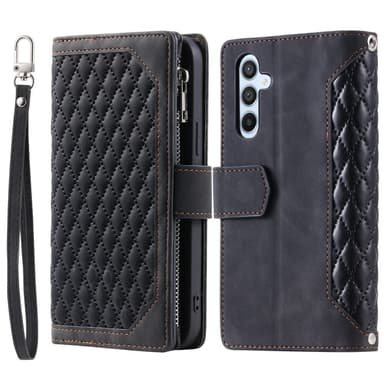 SKALO Samsung S25 Style 005 Big Wallet Quiltat Lompakkokotelo - Musta