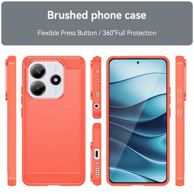 SKALO Xiaomi Redmi Note 14 5G Armor Carbon Suojakuori - Punainen
