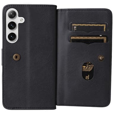 SKALO Samsung S24+ 10-lokeroa Lompakkokotelo - Musta