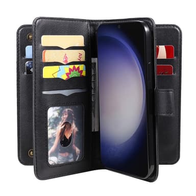 SKALO Samsung S24+ 10-lokeroa Lompakkokotelo - Musta
