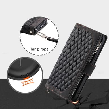 SKALO Xiaomi Redmi Note 14 Pro+ 5G Style 005 Big Wallet Quiltat Lompakkokotelo - Musta