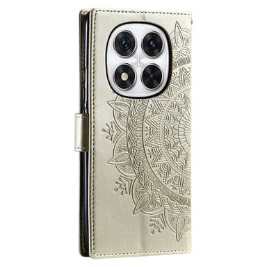 SKALO Xiaomi Redmi Note 14 Pro+ 5G Mandala Lompakkokotelo - Kulta