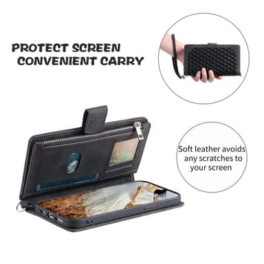 SKALO Xiaomi Redmi Note 14 Pro+ 5G Style 005 Big Wallet Quiltat Lompakkokotelo - Musta