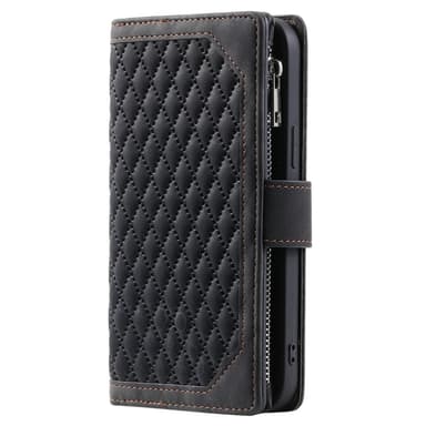 SKALO Xiaomi Redmi Note 14 Pro+ 5G Style 005 Big Wallet Quiltat Lompakkokotelo - Musta