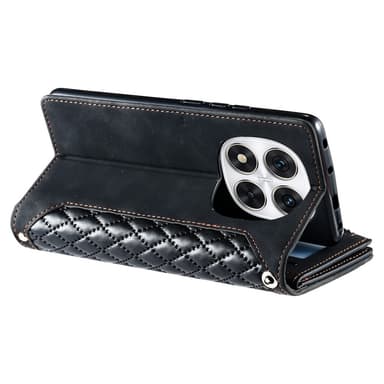 SKALO Xiaomi Redmi Note 14 Pro+ 5G Style 005 Big Wallet Quiltat Lompakkokotelo - Musta
