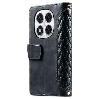 SKALO Xiaomi Redmi Note 14 Pro+ 5G Style 005 Big Wallet Quiltat Lompakkokotelo - Musta