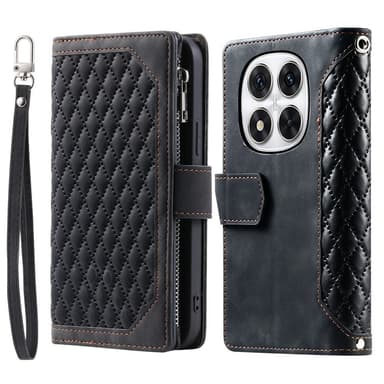 SKALO Xiaomi Redmi Note 14 Pro+ 5G Style 005 Big Wallet Quiltat Lompakkokotelo - Musta