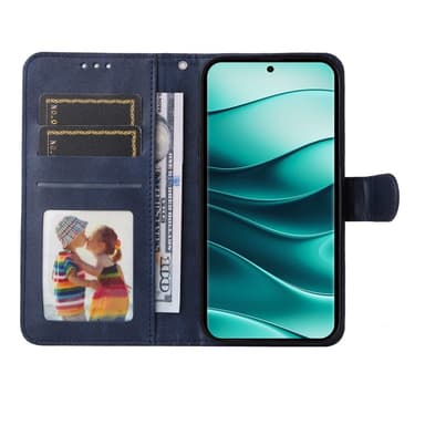 SKALO Xiaomi Redmi Note 14 Pro+ 5G PU-nahka Lompakkokotelo - Sininen
