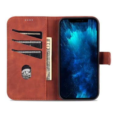 SKALO iPhone 15 Pro AZNS lompakkokotelo - Ruskea