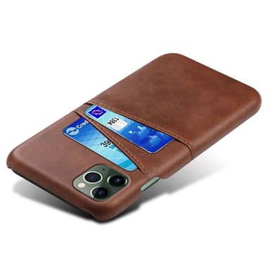 SKALO iPhone 15 Pro PU-nahkainen Korttikotelo - Ruskea