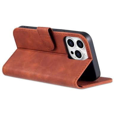 SKALO iPhone 15 Pro AZNS lompakkokotelo - Ruskea