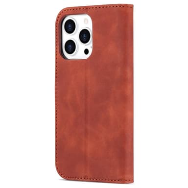 SKALO iPhone 15 Pro AZNS lompakkokotelo - Ruskea