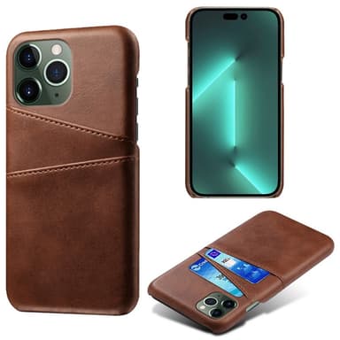 SKALO iPhone 15 Pro PU-nahkainen Korttikotelo - Ruskea