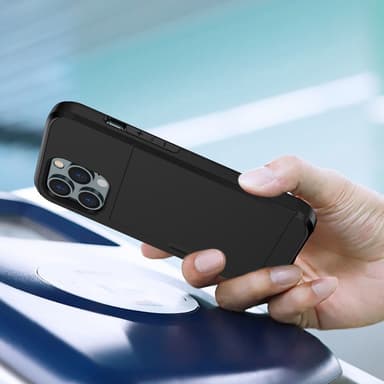 SKALO iPhone 14 Pro Max Armor Suojakuori korttikotelo - Musta