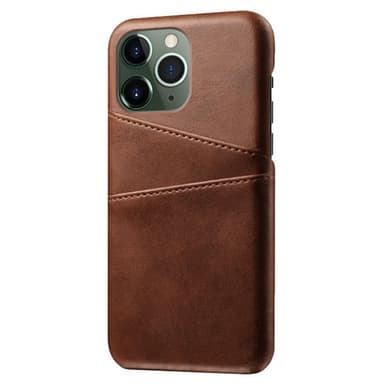 SKALO iPhone 15 Pro PU-nahkainen Korttikotelo - Ruskea