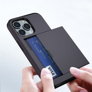 SKALO iPhone 14 Pro Max Armor Suojakuori korttikotelo - Musta