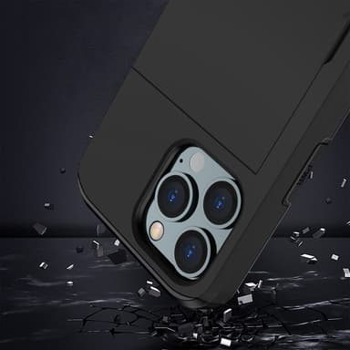 SKALO iPhone 14 Pro Max Armor Suojakuori korttikotelo - Musta