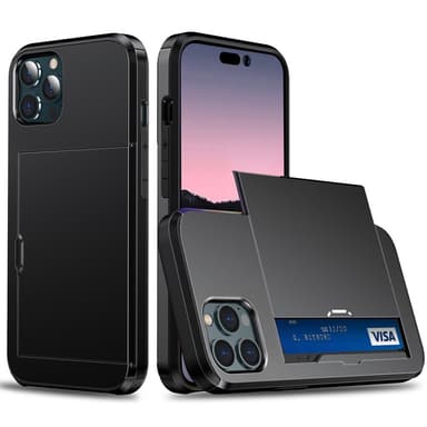 SKALO iPhone 14 Pro Max Armor Suojakuori korttikotelo - Musta