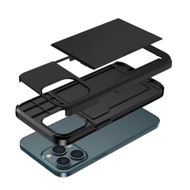 SKALO iPhone 14 Pro Max Armor Suojakuori korttikotelo - Musta