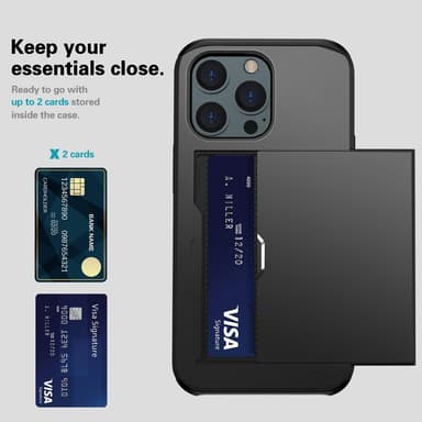 SKALO iPhone 14 Pro Max Armor Suojakuori korttikotelo - Musta