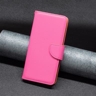 SKALO iPhone 15 Pro Max Litchi Lompakkokotelo - Pinkki
