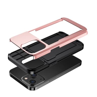 SKALO iPhone 14 Plus Armor Suojakuori korttikotelo - Ruusukulta