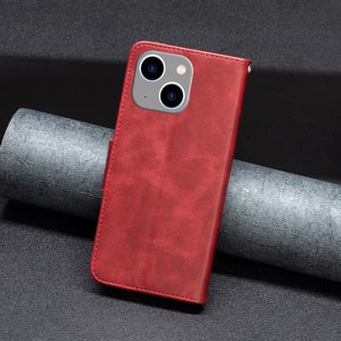 SKALO iPhone 15 Plus Lompakkokotelo PU-nahkaa - Punainen